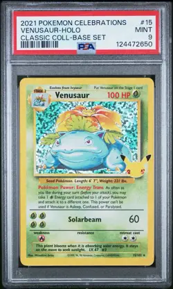 PSA 9 MINT Venusaur Holo Pokemon Card Celebrations Classic Collection 15/102 - Image 1