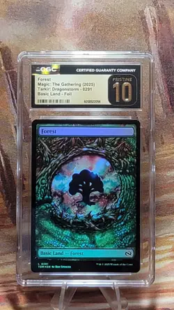MTG Dragon Eye Land Forest Foil #0291 Tarkir Dragonstorm CGC Pristine 10 Pop 1 - Image 1