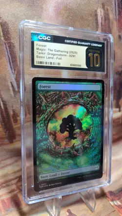 MTG Dragon Eye Land Forest Foil #0291 Tarkir Dragonstorm CGC Pristine 10 Pop 1 - Image 3