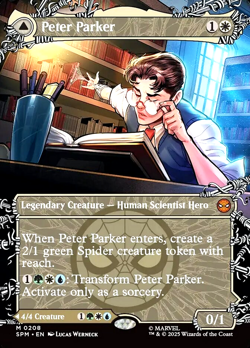 MTG Peter Parker Amazing Spider-Man 208 Mythic Foil Borderless Marvel Spider-Man - Image 1