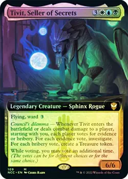 1 x FOIL Tivit, Seller of Secrets (Extended Art) NM 109 MTG Commander - Image 1