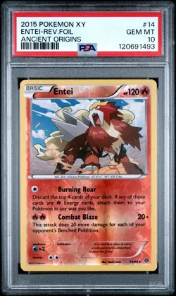 2015 POKEMON XY ANCIENT ORIGINS #14 ENTEI-REVERSE FOIL PSA 10 - Image 1