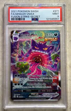 2021 Pokemon SWSH FA/Gengar VMAX Fusion Strike PSA #271 MT 9 - Image 1