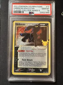 2021 POKEMON CELEBRATIONS CLASSIC COLLECTION #17 UMBREON-GOLD STAR PSA 10 - Image 1