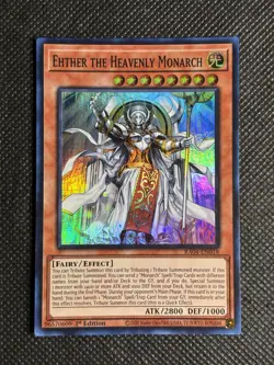 YuGiOh! Ehther the Heavenly Monarch RA04-EN018 Super Rare 1st Edition Near Mint - Image 1