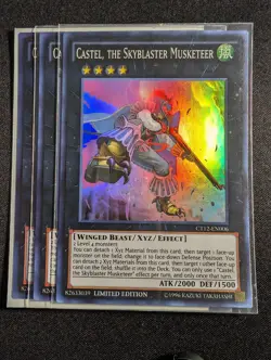 Yugioh - 3x Castel, the Skyblaster Musketeer CT12 DUEA Super Rare NM - Image 1