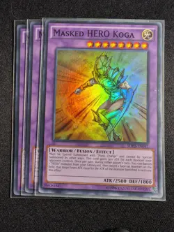Yugioh - 3x Masked HERO Koga SDHS-EN042 Unlimited Super Rare NM - Image 1