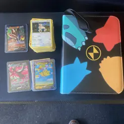 Pokemon Card Lot w/ Pokemon TCG Binder - Rare Holo V Cards + Bulk - Image 1
