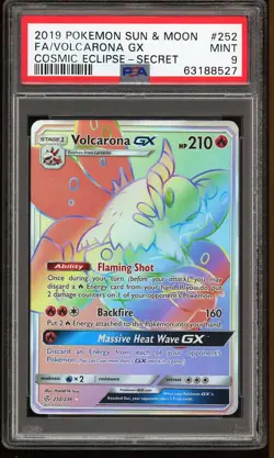 Pokemon Card PSA 9 Volcarona GX 252/236 Cosmic Eclipse Secret Rare Rainbow 2019 - Image 1