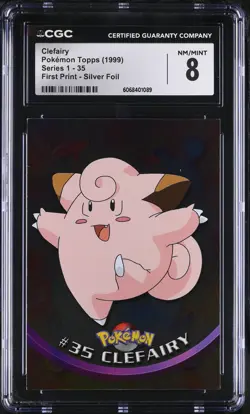 CGC 8 Clefairy Topps 1999 Series 1 35 Silver Foil Pokemon Card - Image 1