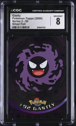 CGC 8 Gastly Topps 2000 Series 2 92 Silver Foil Pokemon Card - Image 1