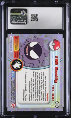 CGC 8 Gastly Topps 2000 Series 2 92 Silver Foil Pokemon Card - Image 2