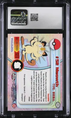 CGC 8.5 Meowth Topps 2000 Chrome Series 1 52 Chrome Pokemon Card - Image 2