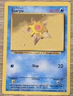 Starmie 65/102 + Staryu 63/102 Pokemon TCG Cards Base Set 1999 Vintage LP - Image 2