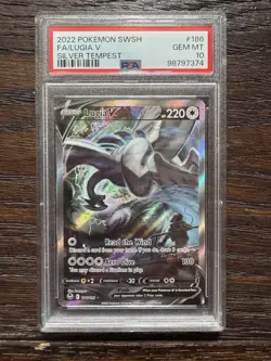 Lugia V 186/195 PSA 10 Pokemon Sword & Shield - Silver Tempest Alternate Art - Image 1