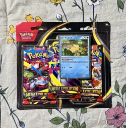 Pokemon TCG Mega Evolution Three Booster Blister Pack Psyduck Promo New Sealed - Image 1