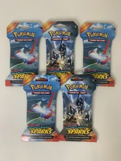 Pokemon Scarlet & Violet Surging Sparks - Lot of 5 Factory Sealed Booster Packs - Image 1