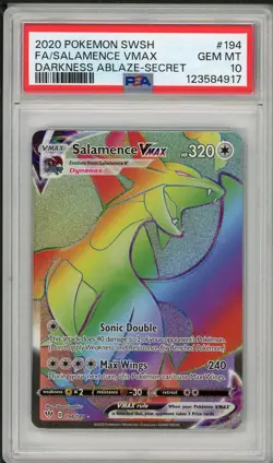 2020 Pokemon SWSH Darkness Ablaze Salamence VMAX Full Art Secret #194 PSA 10 - Image 1