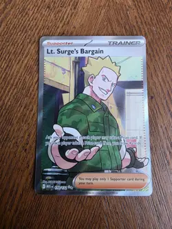 Pokemon TCG Lt. Surge's Bargain Full Art Holo Rare 170/132 Mega Evolutions M/NM - Image 1