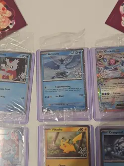 Pokemon 2025 Holiday Calendar Stamped Promos COMPLETE SET OF 8 SEALED + Stickers - Image 3