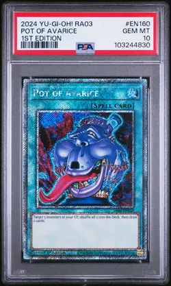 2024 YU-GI-OH! RA03-QUARTER CENTURY BONANZA 1ST ED #EN160 POT OF AVARICE PSA 10 - Image 1