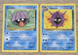 Pokemon TCG Shellder 54/62 + & 32/62 Cloyster Fossil Cards Unilimited Regular LP - Image 1
