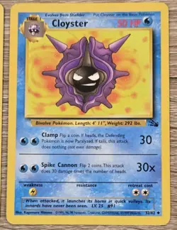 Pokemon TCG Shellder 54/62 + & 32/62 Cloyster Fossil Cards Unilimited Regular LP - Image 3