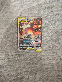 Reshiram & Charizard GX Tag Team SM201 Holo Card Great Condition - Image 1