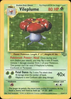 1999 Pokemon Unlimited Jungle Vileplume Holo 15/64 VG-EX - Image 1