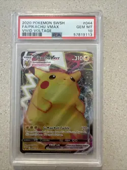 2020 Pokemon Pikachu VMAX Holo Rare Full Art 044/185 Vivid Voltage PSA 10 - Image 1