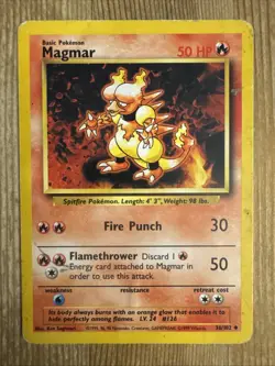 Magmar 36/102 - Pokemon - Base Set Unlimited - Uncommon - Vintage DMG - Image 1