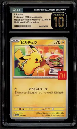 CGC 10 PRISTINE Pokemon Pikachu 020/M-P McDonald's Promo Japanese 2025 US SELLER - Image 1