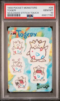 1998 POCKET MONSTERS SEALDASS STITCH TOUCH #06 TOGEPI PSA 10 - Image 1