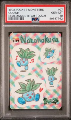 1998 POCKET MONSTERS SEALDASS STITCH TOUCH #07 ODDISH PSA 10 - Image 1