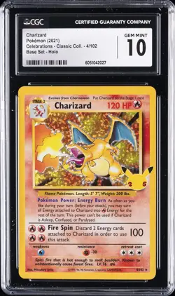 2021 POKEMON CELEBRATIONS CLASSIC COLL. BASE SET HOLO CHARIZARD CGC 10 GEM MINT - Image 1