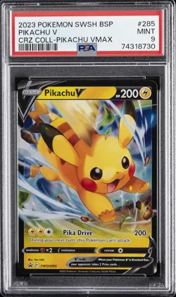 2023 POKEMON SWSH BLACK STAR PROMO #285 PIKACHU V PSA 9 - Image 1