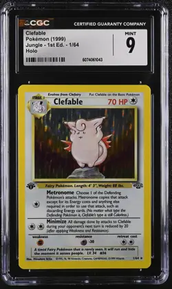 CGC 9 MINT Clefable 1999 Jungle 1st Edition 1/64 Holo Pokemon Card - Image 1