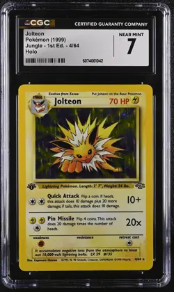 CGC 7 Jolteon 1999 Jungle 1st Edition 4/64 Holo Pokemon Card - Image 1