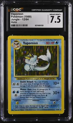 CGC 7.5 Vaporeon 1999 Jungle 12/64 Holo Pokemon Card - Image 1