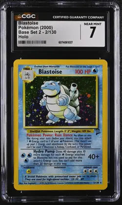 CGC 7 Blastoise 2000 Base Set 2 2/130 Holo Pokemon Card - Image 1