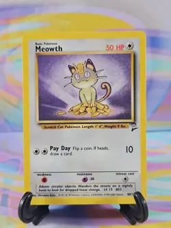 Pokemon TCG Base Set 2 Card | Meowth 80/130 Common - Image 1