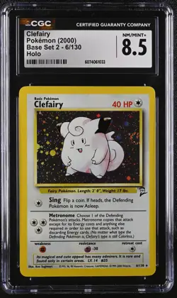 CGC 8.5 Clefairy 2000 Base Set 2 6/130 Holo SWIRL Pokemon Card - Image 1