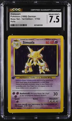 CGC 7.5 Alakazam German Base Set 1st Edition 1/102 Holo Pokemon Card - Image 1