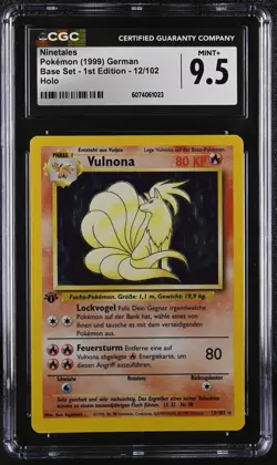 CGC 9.5 MINT+ Ninetales German Base Set 1st Edition 12/102 Holo Pokemon Card - Image 1