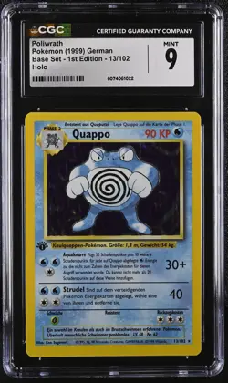 CGC 9 MINT Poliwrath German Base Set 1st Edition 13/102 Holo Pokemon Card - Image 1