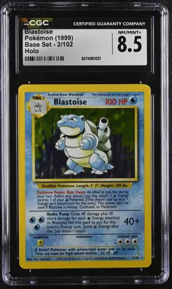 CGC 8.5 Blastoise 1999 Base Set 2/102 Holo Pokemon Card - Image 1