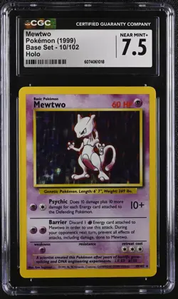 CGC 7.5 Mewtwo 1999 Base Set 10/102 Holo Pokemon Card - Image 1