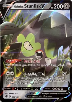 Pokemon TCG Galarian Stunfisk V 128/189 Darkness Ablaze - Image 1