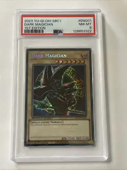 2023 Yugioh Dark Magician SBC1-ENG01 1st Edition NM Secret Rare NM-MT PSA 8 - Image 1