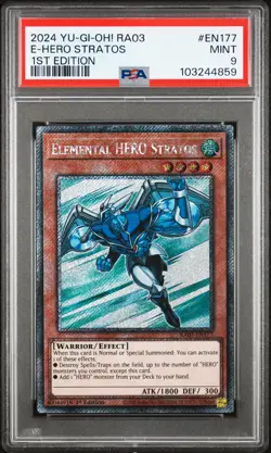 2024 YU-GI-OH! RA03-QUARTER CENTURY BONANZA 1ST ED ELEMENTAL HERO STRATOS PSA 9 - Image 1